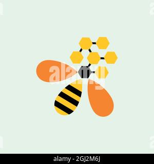 honey bee abstract logo icon flat design vector graphic concept Stock Vector