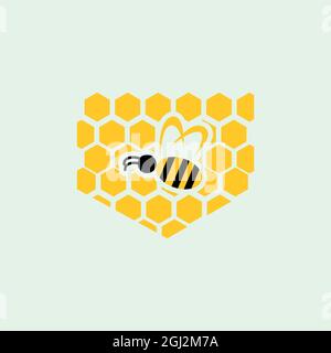 honey bee abstract vector logo icon flat design vector graphic concept Stock Vector