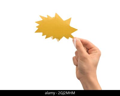 Dialogue icon in shape of lightning, boom, mockup isolated on a white background Stock Photo