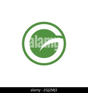letter G nature leaf logo icon flat vector concept graphic simple stylish design Stock Vector