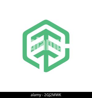 polygon tree green logo icon flat vector concept graphic simple stylish design Stock Vector