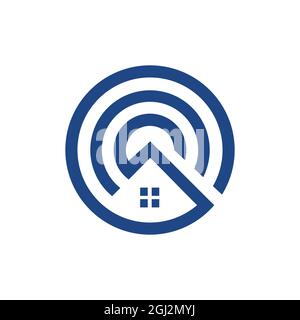 residence real estate home circle logo icon flat vector concept graphic simple stylish design Stock Vector