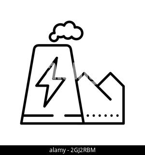 Factory icon. Flat pictogram for web. Line stroke. Simple waste symbol isolated on white background. Outline vector eps10 Stock Photo