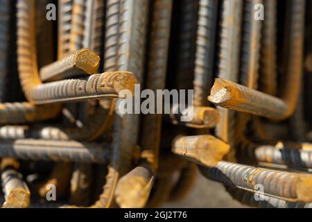 rusty steel rods close up Stock Photo