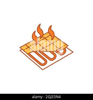 Underfloor heating olor line icon. Pictogram for web page, mobile app, promo. UI UX GUI design element. Editable stroke. Stock Vector