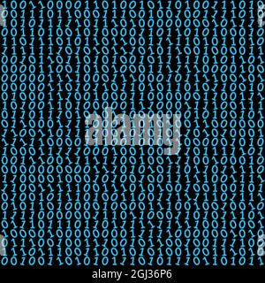 Abstract technology binary code background. Blue chaos of zeros and ones. Unstable digital binary data and secure data concept seamless texture Stock Photo