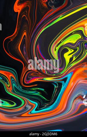 Hand painted watercolor with mixed liquid color paints. Abstract fluid acrylic painting. Modern art. Marbled luquid marble abstract background. Stock Photo