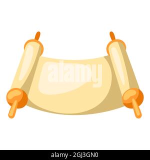 Ilustration of old Torah Scroll. Icon in cartoon style. Stock Vector