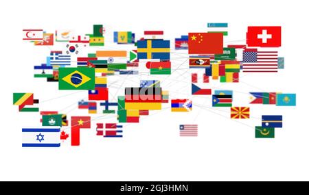 Flags of nations different countries on Hofburg complex building Vienna ...