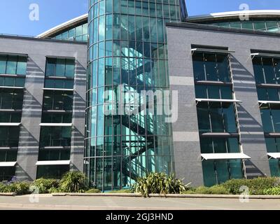 British Channel Islands. Guernsey. St Peter Port. Admiral Park. Trafalgar House office building. Stock Photo