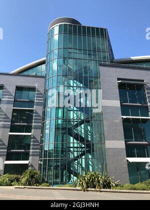 British Channel Islands. Guernsey. St Peter Port. Admiral Park. Trafalgar House office building. Stock Photo