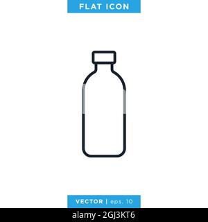 Plastic bottle icon vector stock illustration design template. Vector eps 10. Editable stroke. Stock Vector