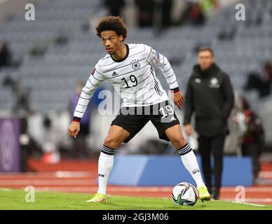 Reykjavik, Iceland. 08th Sep, 2021. Football: World Cup qualifying, Iceland - Germany, Group stage, Group J, Matchday 6 at Laugardalsvöllur stadium. Leroy Sané plays the ball. Credit: Christian Charisius/dpa/Alamy Live News Stock Photo