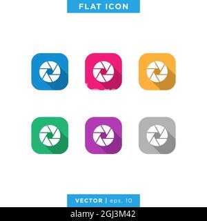 Camera shutter icon vector stock illustration design template. Vector eps 10. Stock Vector