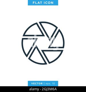 Camera shutter icon vector stock illustration design template. Vector eps 10. Stock Vector