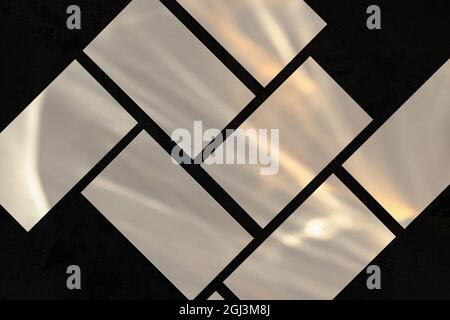 Empty white rectangle poster mockups with diagonal shadow Stock Photo