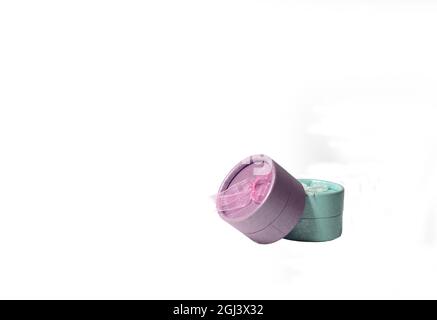 holiday concept - two gift boxes isolated on white background. Image contains copy space Stock Photo
