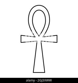 Ankh cross isolated outline vector icon, ancient Egyptian monochrome ...