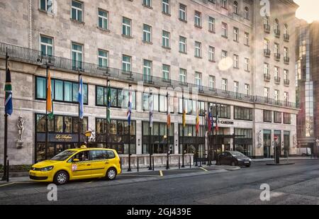 Hungary, Budapest, March 2020, view of the Ritz-Carlton at Erzsébet square Stock Photo