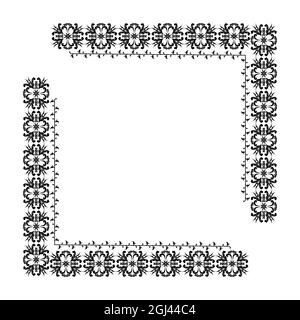 Vector border with a floral pattern for the design of frames, menus, wedding invitations or labels, for laser cutting, creating patterns in wood Stock Vector