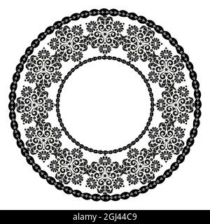 Round black ornament.For the design of frames, menus, wedding invitations or labels, for laser cutting, creating patterns in wood, marquetry. Digital Stock Vector