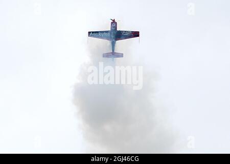 Falling though smoke, Blades Aerobatic Display Team display, Bournemouth Air Show 2021, UK Stock Photo