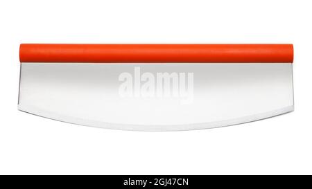 Large Pizza Cutter Cut Out on White. Stock Photo