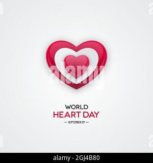 3d glossy bead heart shape on white background. World Heart Day design. Stock Vector