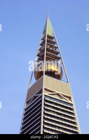 Riyadh, Saudi Arabia - July 14 2021,  Tower - Al Faisaliyah Center Tower - landmark Stock Photo