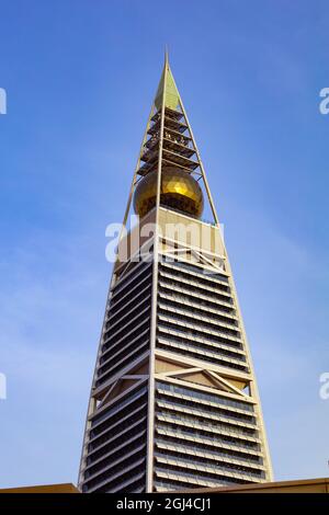 Riyadh, Saudi Arabia - July 14 2021,  Tower - Al Faisaliyah Center Tower - landmark Stock Photo