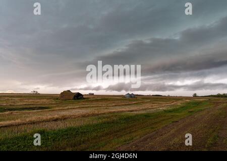 Prairie Storm Canada Summer time clouds warning Stock Photo