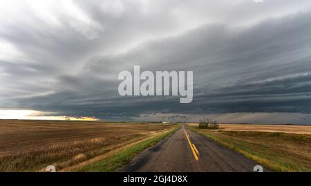 Prairie Storm Canada Summer time clouds warning Stock Photo