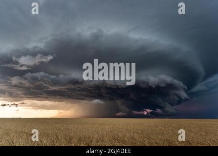 Prairie Storm Canada Summer time clouds warning Stock Photo