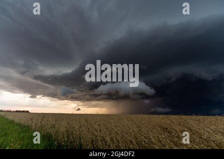 Prairie Storm Canada Summer time clouds warning Stock Photo