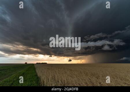 Prairie Storm Canada Summer time clouds warning Stock Photo