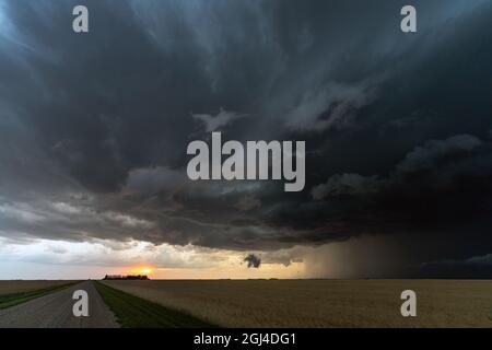 Prairie Storm Canada Summer time clouds warning Stock Photo