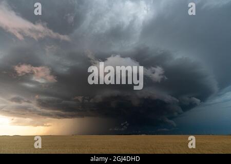 Prairie Storm Canada Summer time clouds warning Stock Photo