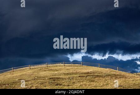 Prairie Storm Canada Summer time clouds warning Stock Photo