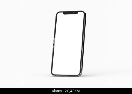 3D rendering illustration of a smartphone with an empty screen isolated on white background Stock Photo