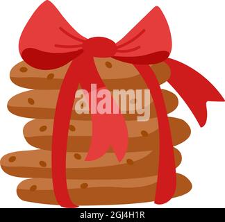 Cookies tied with a red ribbon..Vector illustration in cartoon style. Isolated on white. Stock Vector