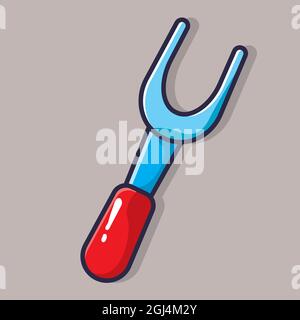 barbecue fork utensil isolated cartoon vector illustration in flat style Stock Vector