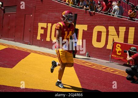 Southern California Trojans cornerback Jayden Williams (14) during an NCAA football game against the San Jose State Spartans, Saturday, Sep. 4, 2021, Stock Photo