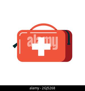 First aid kit box icon isolated on white background. Stock Vector