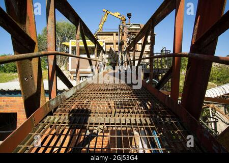 Abandoned rusty quarry equipment in Crich, Derbyshire, Uk Stock Photo