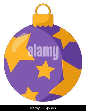 Simple flat style icon of Shiny Christmas tree toy isolated ion a white background. Stock Vector