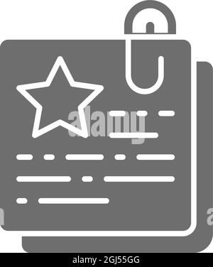 Documents, business plan, distinction, certificate grey icon. Stock Vector