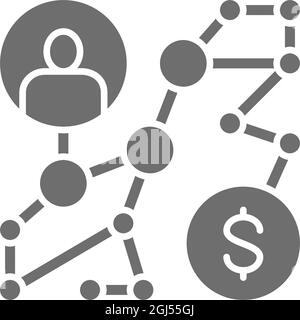 Business strategy, success way, algorithm, instruction grey icon. Stock Vector