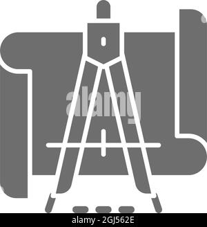 Drawings with divider grey icon. Isolated on white background Stock Vector