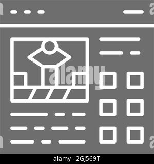 Project presentation, manual to mechanism grey icon. Stock Vector
