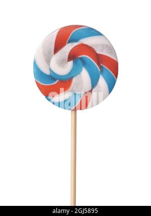 Front view of swirl lollipop isolated on white Stock Photo
